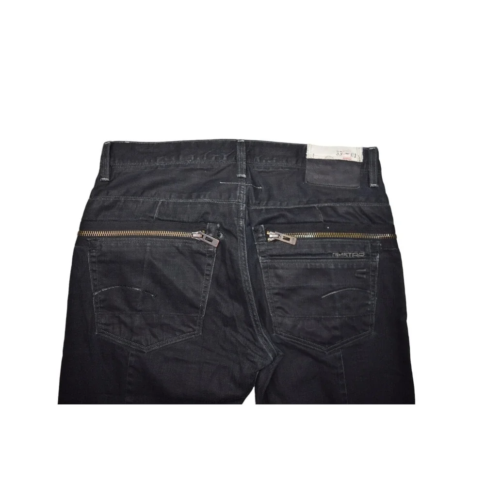 G Star Raw Jeans Mens 36x35 Black Sudden Straight Moto Zip Denim 50102755